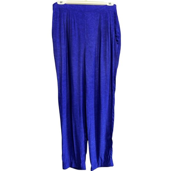 Dorothy Schoelen Platinum 80s High Waist Baggy Silky Rayon Tapered Pants sz 10 - Picture 1 of 6